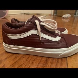 Burgundy leather vans